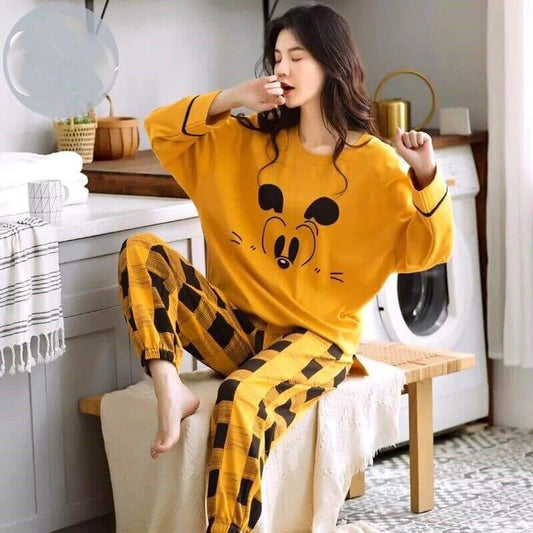 Yellow Mickey Mouse Printed Night Suit
