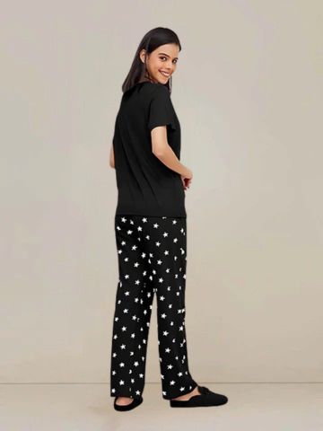 Black Love Sleep Printed Night Suit