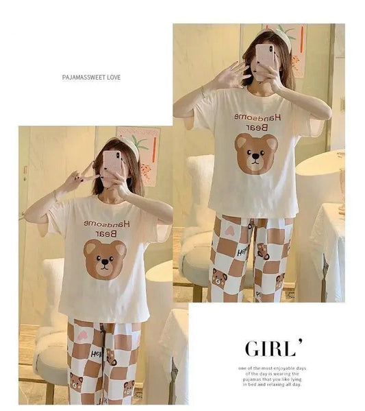 Handsome Bear Printed Pajama Night Suit