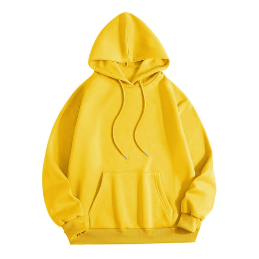 Yellow Basic Kangaroo Hoodie for Women