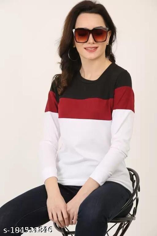 Black Maroon And White Block Sweatshirt For Women