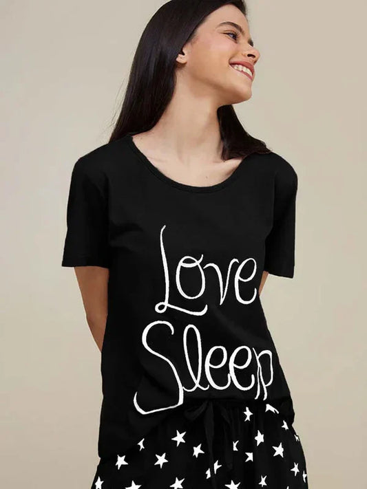 Black Love Sleep Printed Night Suit