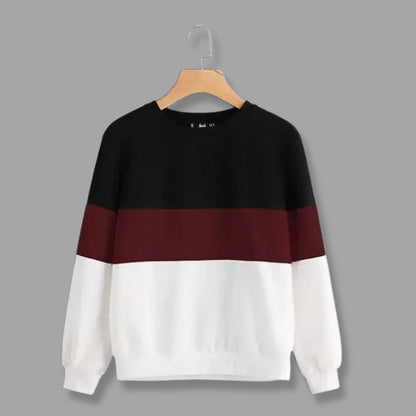 Black Maroon And White Block Sweatshirt